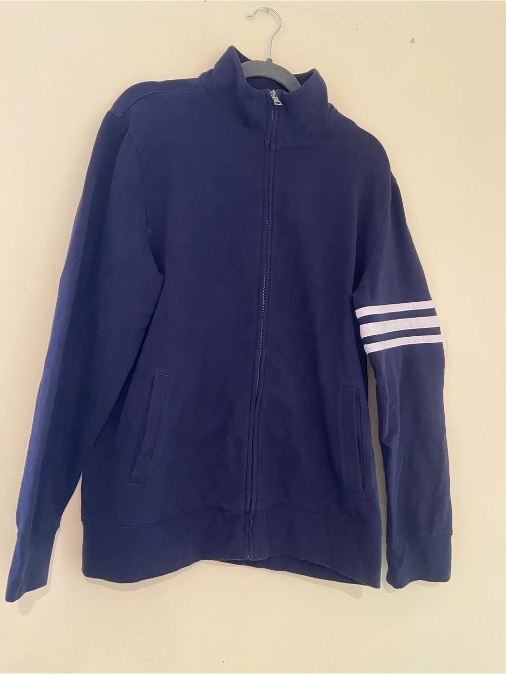 Navy Banana Republic Zip-Up with White Stripes size L VGUC